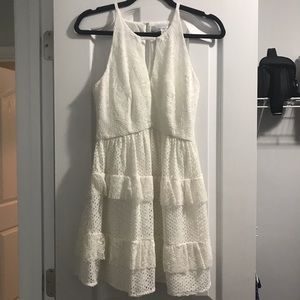 Adelyn Rae White Eyelet Lace Ruffle Dress XS